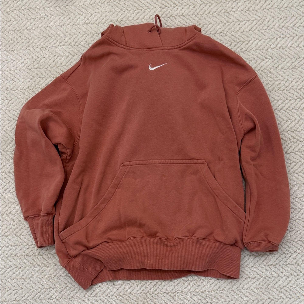 Nike Brick Red Pullover Hoodie with White Swoosh
